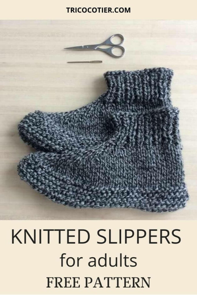 free knitting knitted slippers pattern with two needles