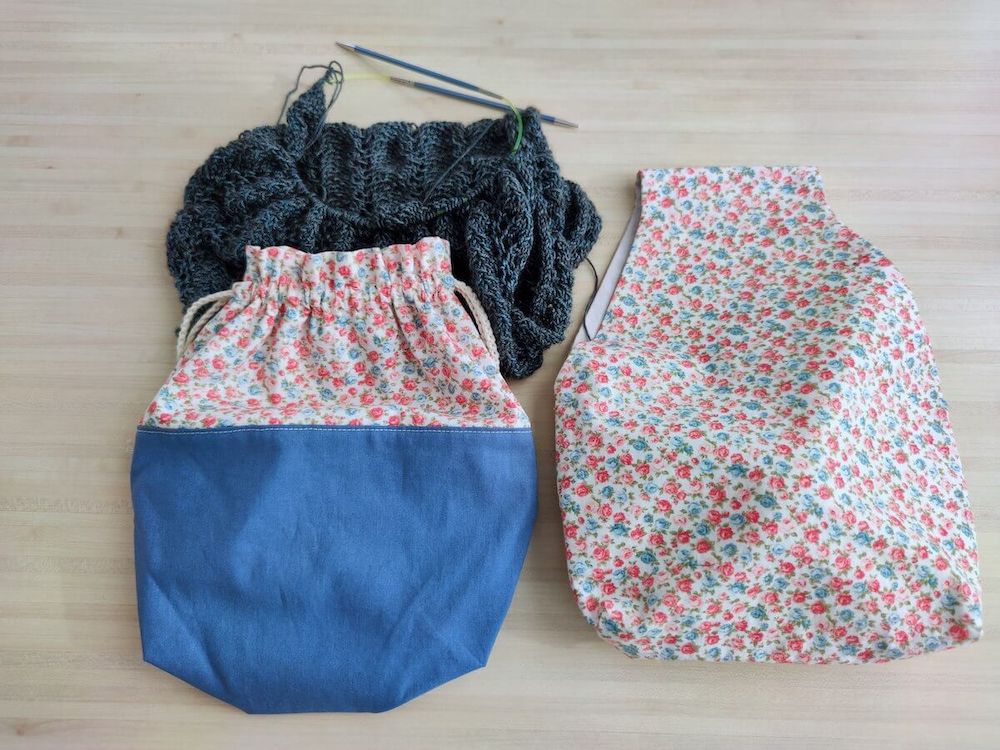 Sac nomade pochon à encours tricot