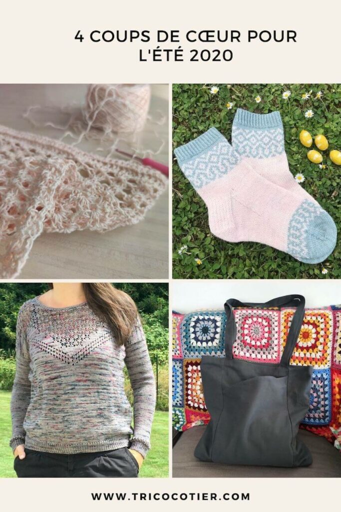 4 coups de cœur tricot pour l'été : pull, blog, chaussettes, fil de chanvre et tote bag