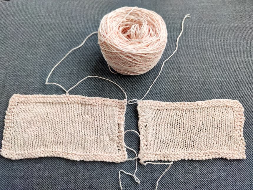 échantillons de fil de chanvre Pernelle tricotés