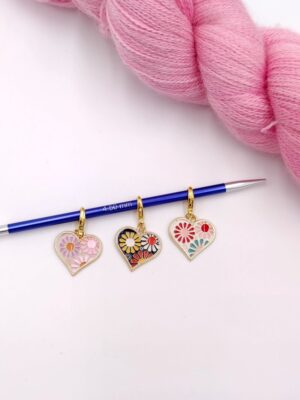 anneaux marqueurs de tricot coeur