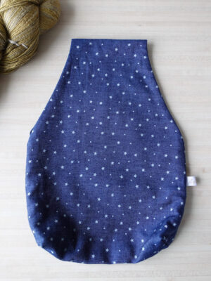 Sac à tricot en tissu chambray avec des étoiles, idée cadeau pour tricoteuse