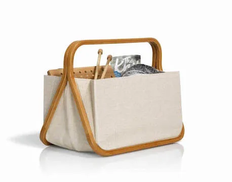 Panier de rangement pliable pour le matériel de tricot ou de crochet