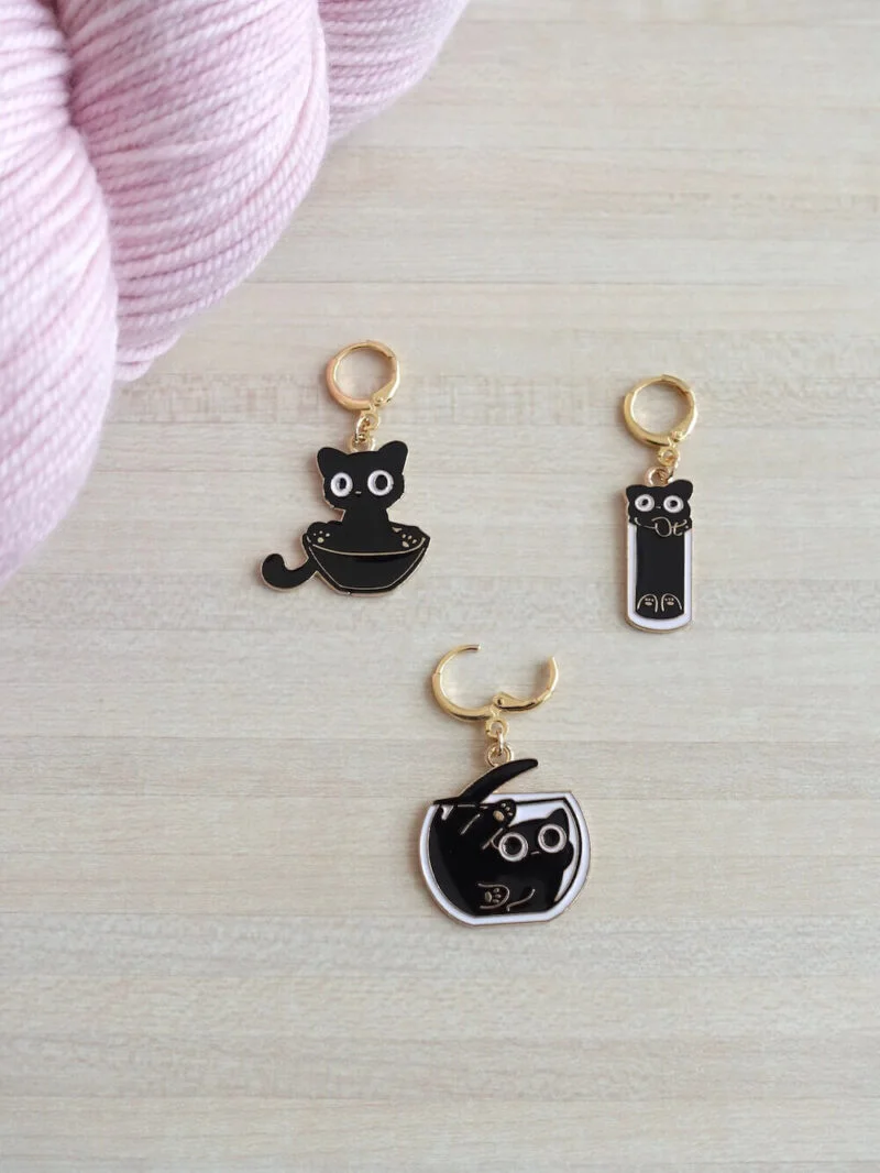 D'adorables chats amusants pour accompagner vos tricots, anneaux marqueurs amovibles