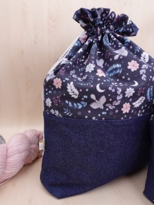 Sac à projets pour vos encours crochet et tricot pour emporter laine, crochets et aiguilles à tricoter