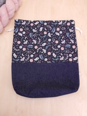 Sac à projets pour vos encours crochet et tricot pour emporter laine, crochets et aiguilles à tricoter