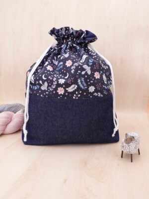Sac à projets pour vos encours crochet et tricot pour emporter laine, crochets et aiguilles à tricoter