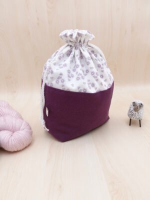 Sac à projets pour vos encours crochet et tricot pour emporter laine et aiguilles à tricoter