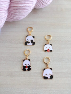 D'adorables pandas pour accompagner vos tricots, anneaux marqueurs amovibles