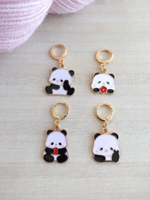 D'adorables pandas pour accompagner vos tricots, anneaux marqueurs amovibles