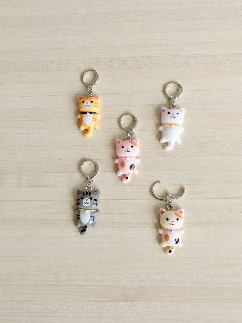 Anneaux marqueurs de mailles pour le tricot, anneaux simples ou amovibles, chats Kawaï