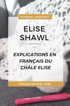 Châle au crochet Elise shawl : diagramme et tutoriel gratuit. Explications en français rang par rang pour crocheteuse débutante.